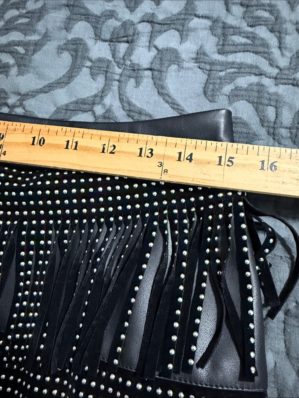 Sincerely Jules size large faux leather fringe mini skirt studded - Picture 7 of 14